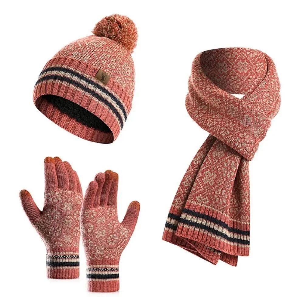 Winter Knit Scarf Beanie and Gloves set